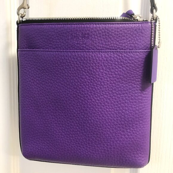 Coach Purple Bleecker Pebbled Leather Crossbody Bag Like New - Picture 1 of 6